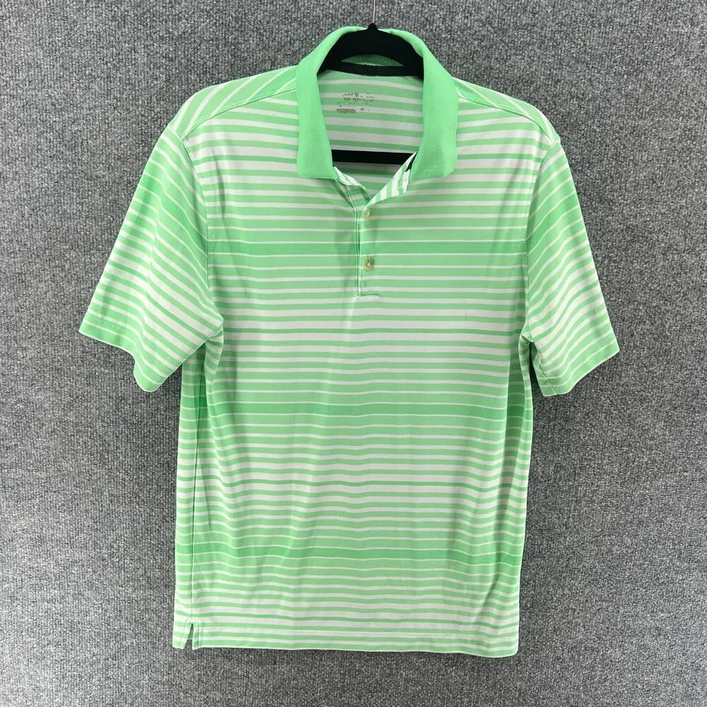 Nike Shirt Mens Small Green Golf Dri-Fit‎ Polo Shirt Golf Outdoor Striped